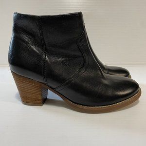 Madewell Ankle Boots Womens Size 6 Black Leather Booties Block Heel Casual